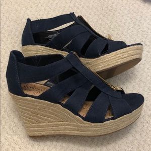 Navy wedges, never worn